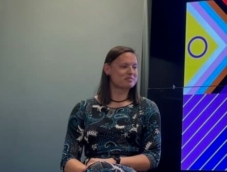 Michelle Hadfield presenting