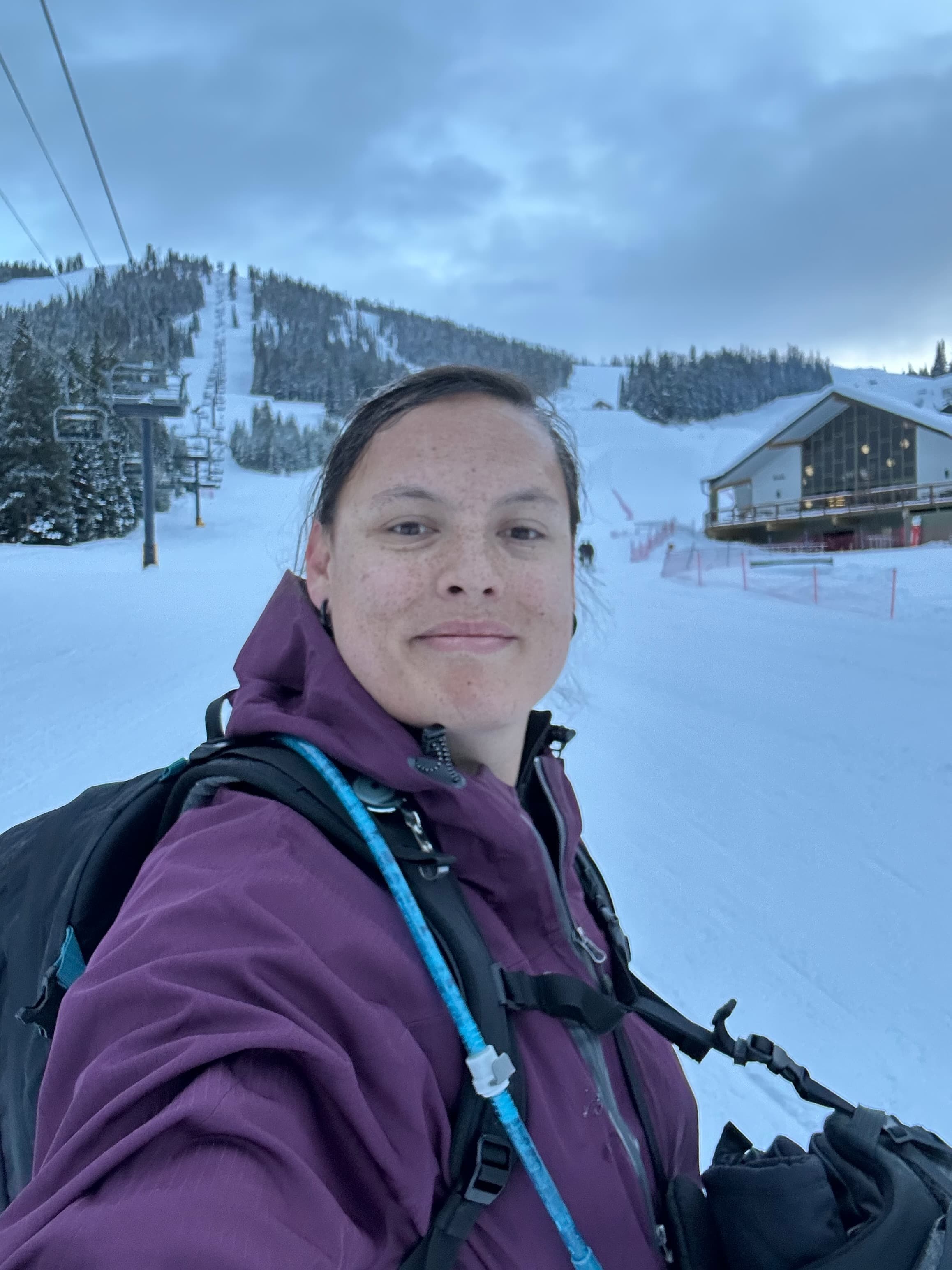 Michelle Hadfield in front of a mountain in winter